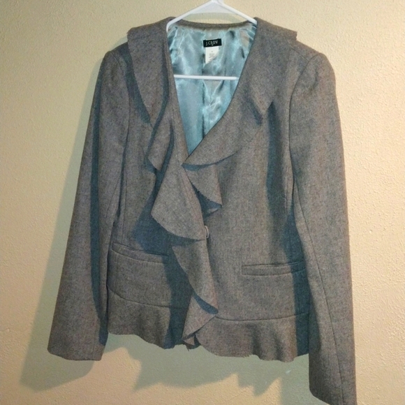Great Wool Blend J Crew Blazer with Ruffled Raw Hemn 6 - Picture 1 of 8